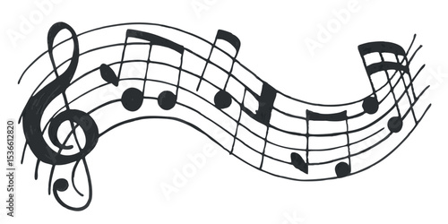 Watercolor Music Note Wave Design