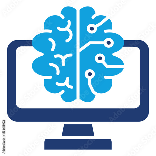 Computational Intelligence Flat Blue Icon