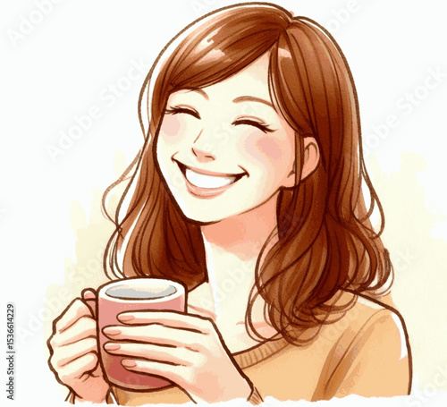 Joy Unbound very happy woman isolated watercolor vector illustration svg 