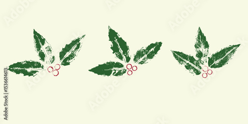 Natural leaves imprint, grunge style, vector, isolated, decorative elements for design