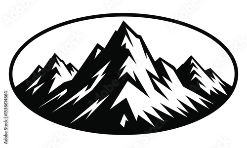 Black and white mountain peak logo design