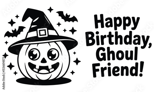 Happy birthday ghoul friend halloween pumpkin card