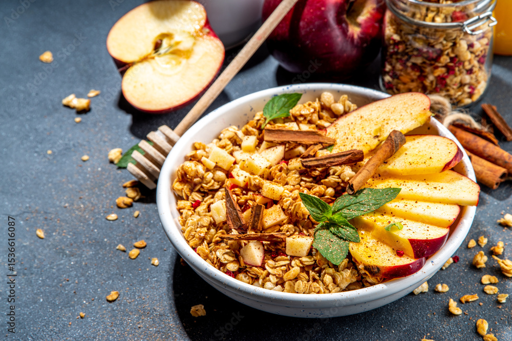 Fototapeta premium Apple pie breakfast granola