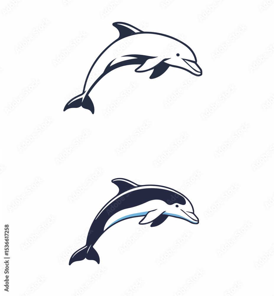 Naklejka premium Jumping Dolphin Vector Illustrations