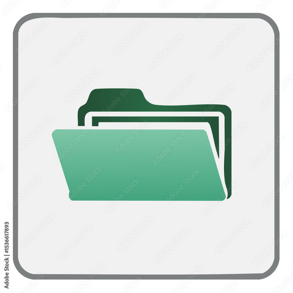 Green open folder icon for document storage and organization graphic resources for technology applications Green open folder icon for document storage and organization graphic resources for technology applications