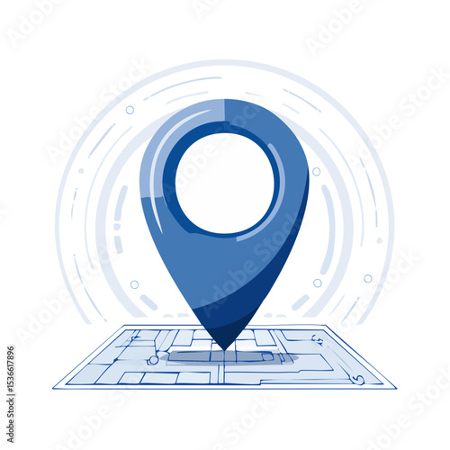 Blue Location Pin on a Stylized Map Illustrating Navigation and Destination Concepts