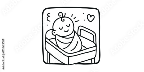 Print swaddled newborn baby,  baby in blanket icon