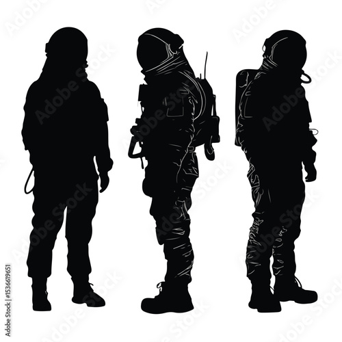 astronaut silhouette set, Black & White silhouette set