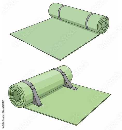 Rolled Sleeping Mat or Yoga Mat Illustration


