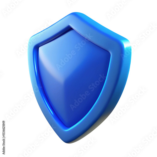 Glossy blue shield icon on black background representing protection and security concept