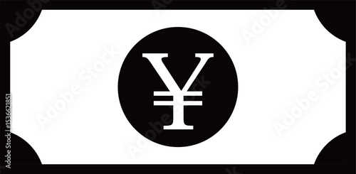 円記号の紙幣アイコン　モノトーン