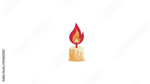 A digital illustration depicting a simple, minimalist icon of a lit candle against a pure white background. The candle is depicted as a short, cylindrical shape, rendered in shades of pale yellow
