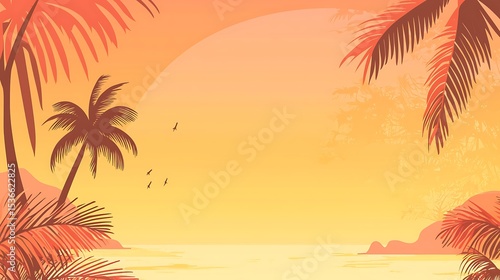 Tropical sunset beach scene