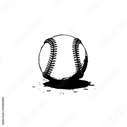 Dynamic sketch illustration of a baseball ball with dramatic shadow effect