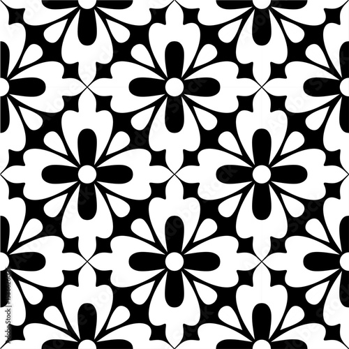 Seamless geometric floral pattern. Vector Illustration.