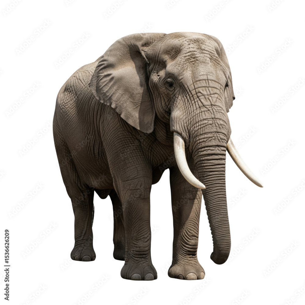Obraz premium Majestic african elephant portrait with detailed skin texture on dark background