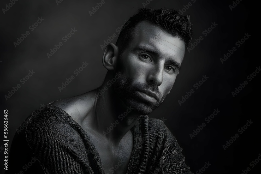 Fototapeta premium Warm shadows and stark highlights evoke deep emotion and intense mood.