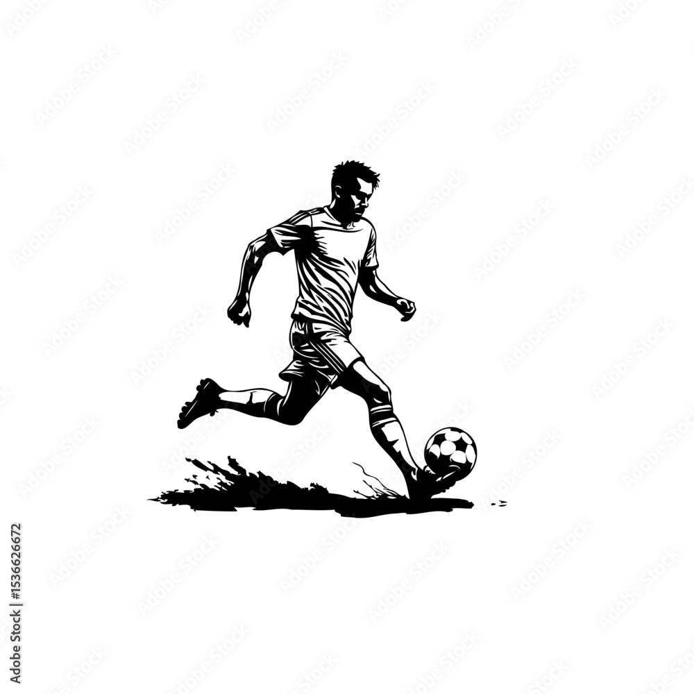 Fototapeta premium Dynamic Soccer Player Vector Illustration for Sports and Athletic Visuals