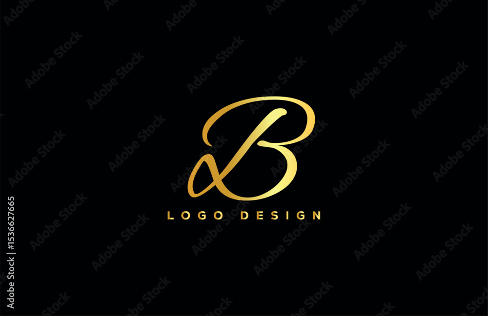 Elegant gold B letter monogram logo design with calligraphic style on black background, ideal for luxury brand identity, modern minimalist businesses, or personal branding Elegant gold B letter monogram logo design with calligraphic style on black background, ideal for luxury brand identity, modern minimalist businesses, or personal branding