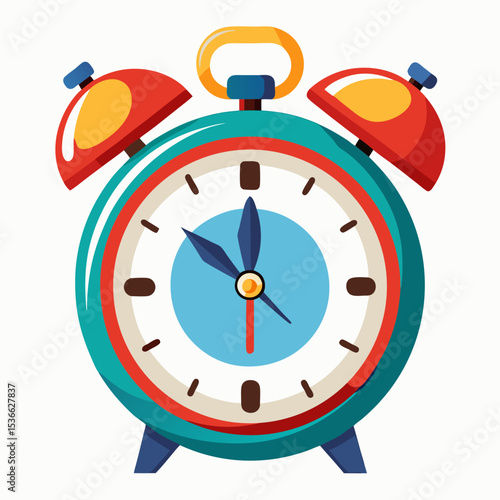 Alarm Clock Vector Illustration | Generative AI & Linocut Silhouette Design