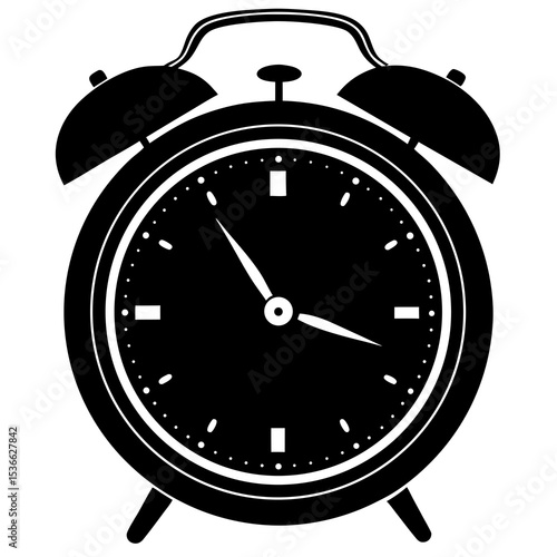 Alarm Clock Vector Illustration | Generative AI & Linocut Silhouette Design