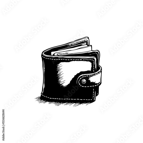 Hand-Drawn Illustration of a Wallet: Stylish and Functional Accessory Design