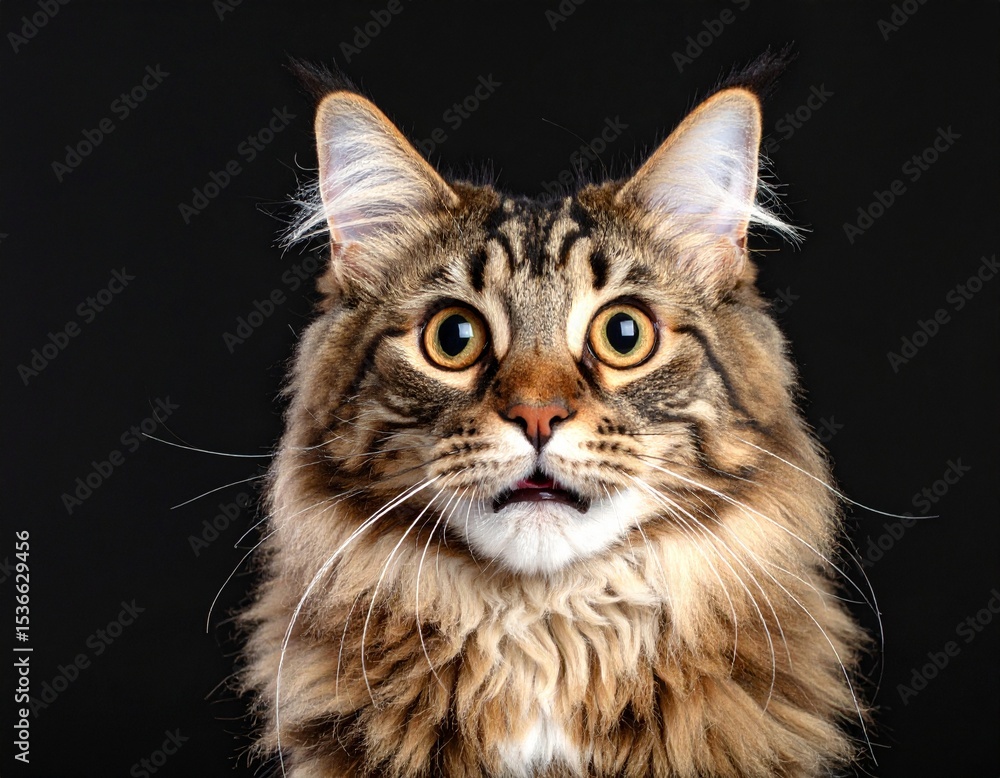 Fototapeta premium surprised cat in black background