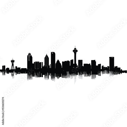 atlanta skyline silhouette set, Black & White silhouette set 