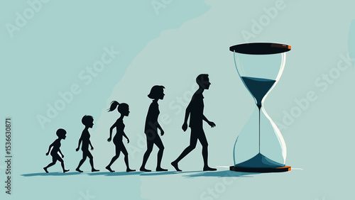 The Passing of Time - Aging Process and Life Cycle Illustration