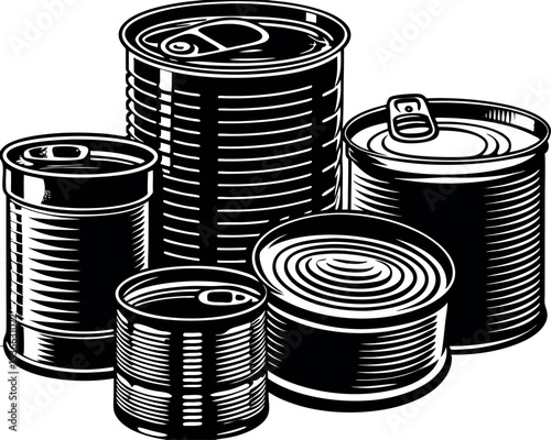 Blank Metal Tin Cans Set Canned Food Packaging Design
