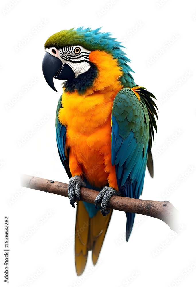 Fototapeta premium multicolored parrot sitting isolated on white background