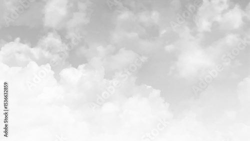 White cumulus clouds. Cloudy sky. White abstract background for design. Overcast sky, nature abstract background