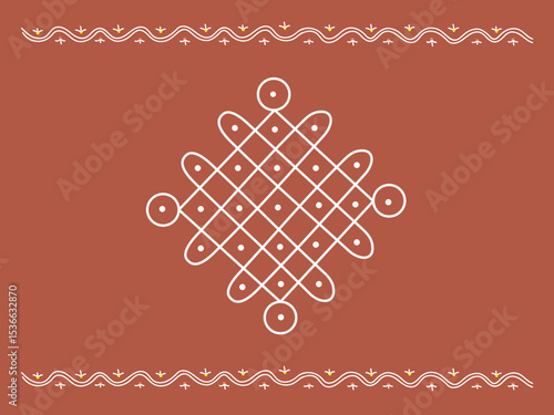 Traditional Indian Rangoli Pattern, Decorative Diwali Design, Symmetrical Ethnic Art, Colorful Mandala for Festivals, Home Decoration, Cultural Symbol