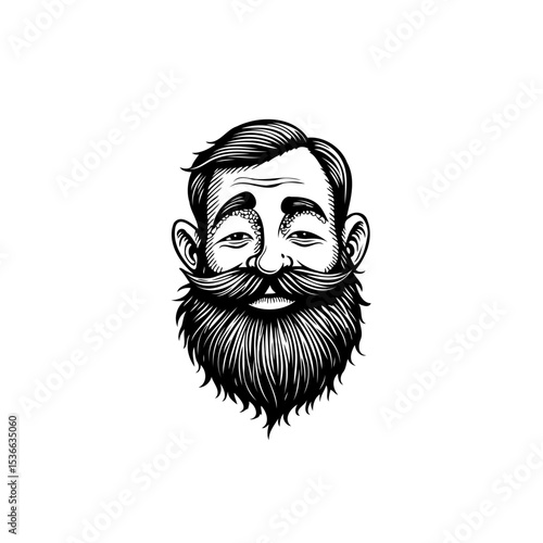 Monochrome portrait of a bearded man with a mustache conveying a sense of introspection