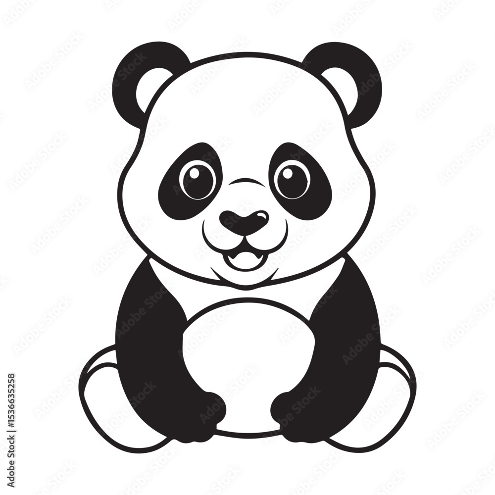 Naklejka premium panda silhouette vector illustration logo sticker