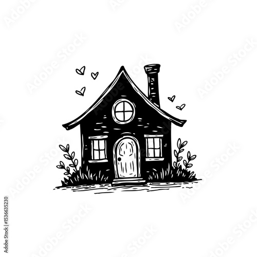 Whimsical home illustration evoking warmth and comfort with a hand-drawn style charm