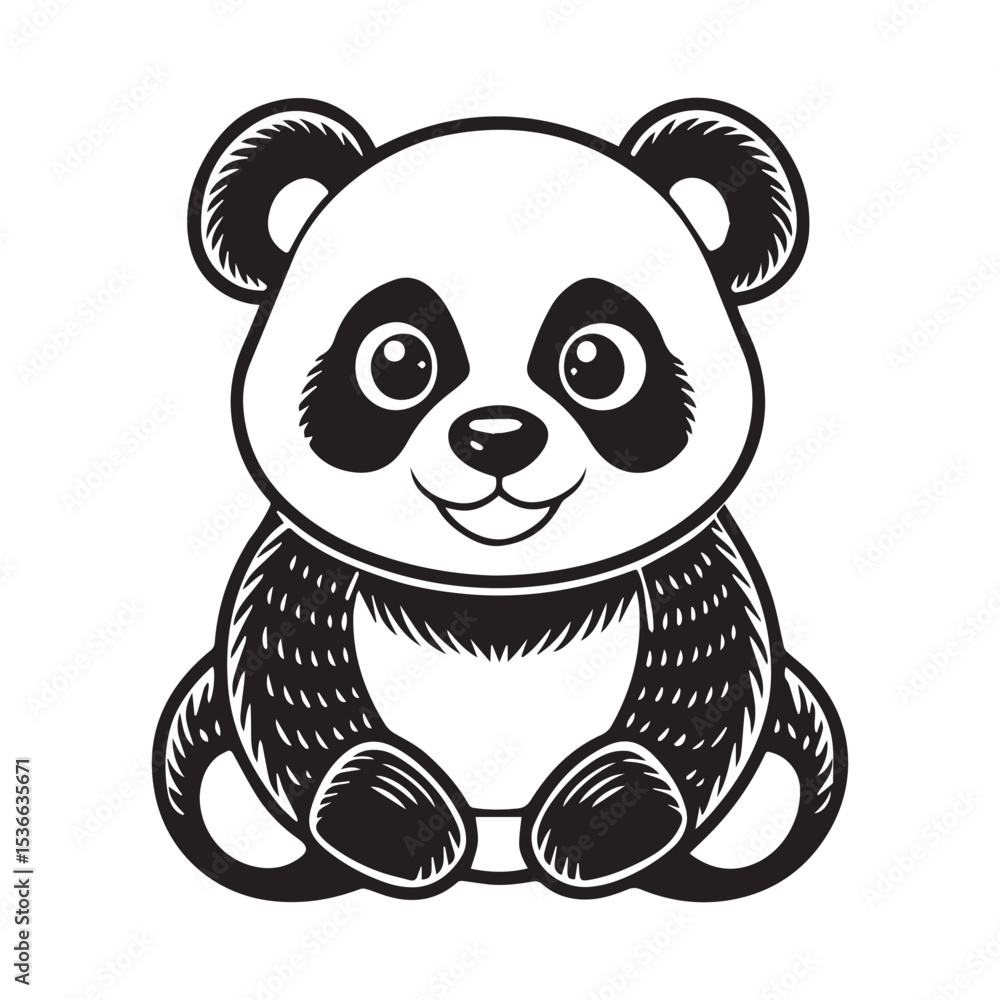 Fototapeta premium panda silhouette vector illustration logo sticker