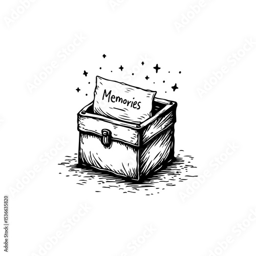 Memories box illustration depicting nostalgia, reminiscence, and cherished moments