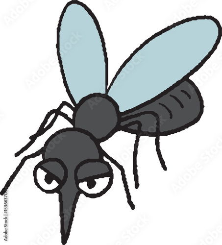 攻撃的なヤブ蚊の手描きイラスト