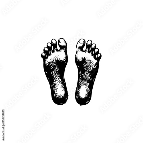 фотографія Detailed monochrome sketch showcasing a pair of bare feet in artistic style