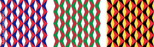rhombus pattern of france, italy and belgium flags. geometric background for decoration. vector illustration
