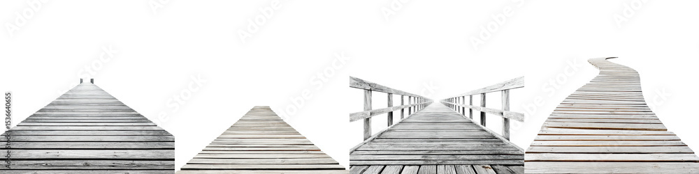 Obraz premium Serene wooden walkway leading to the horizon