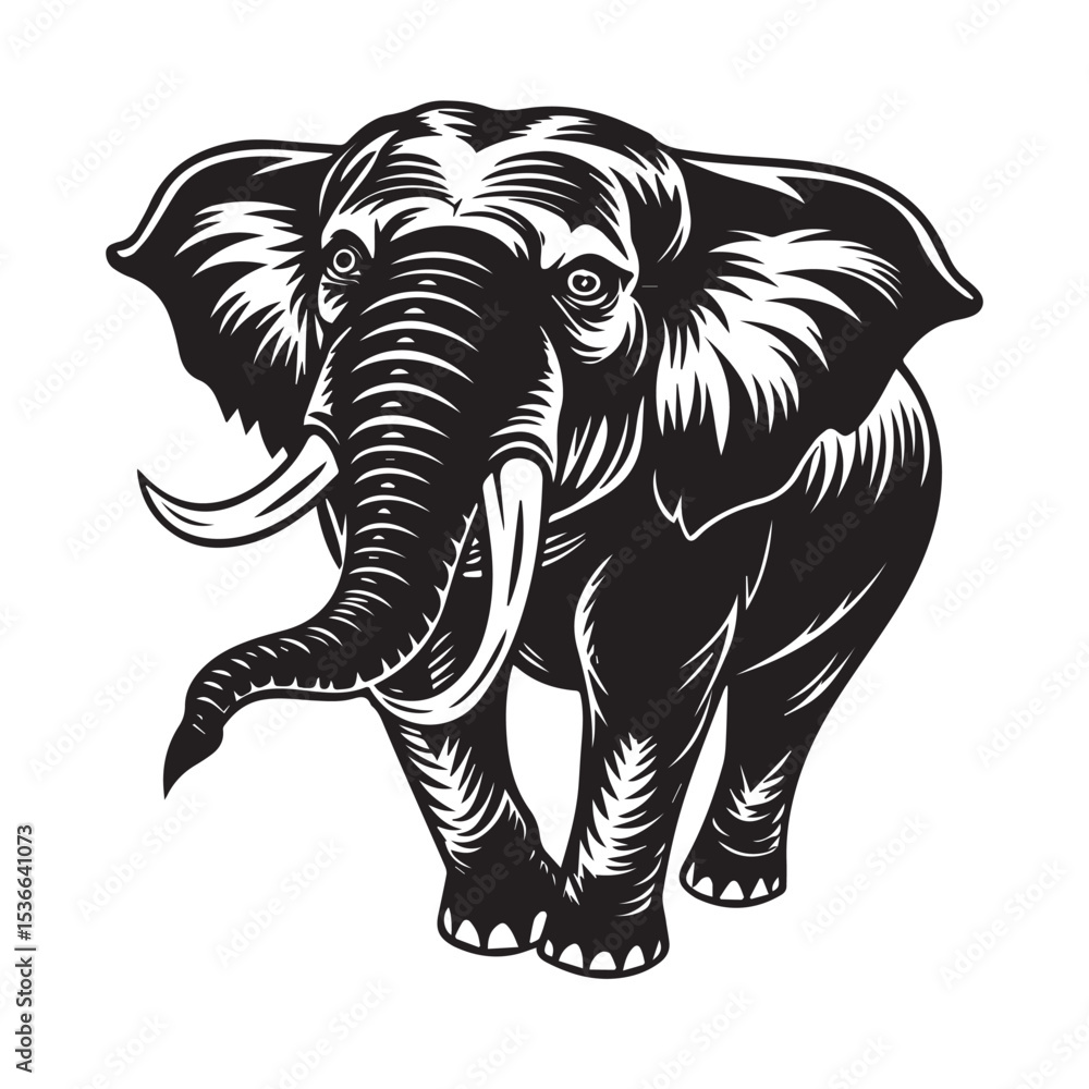 Obraz premium Elephant silhouette vector illustration logo sticker