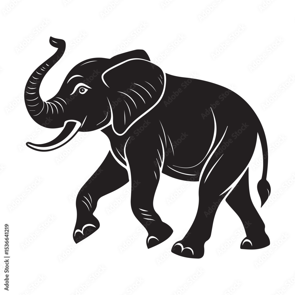 Fototapeta premium Elephant silhouette vector illustration logo sticker