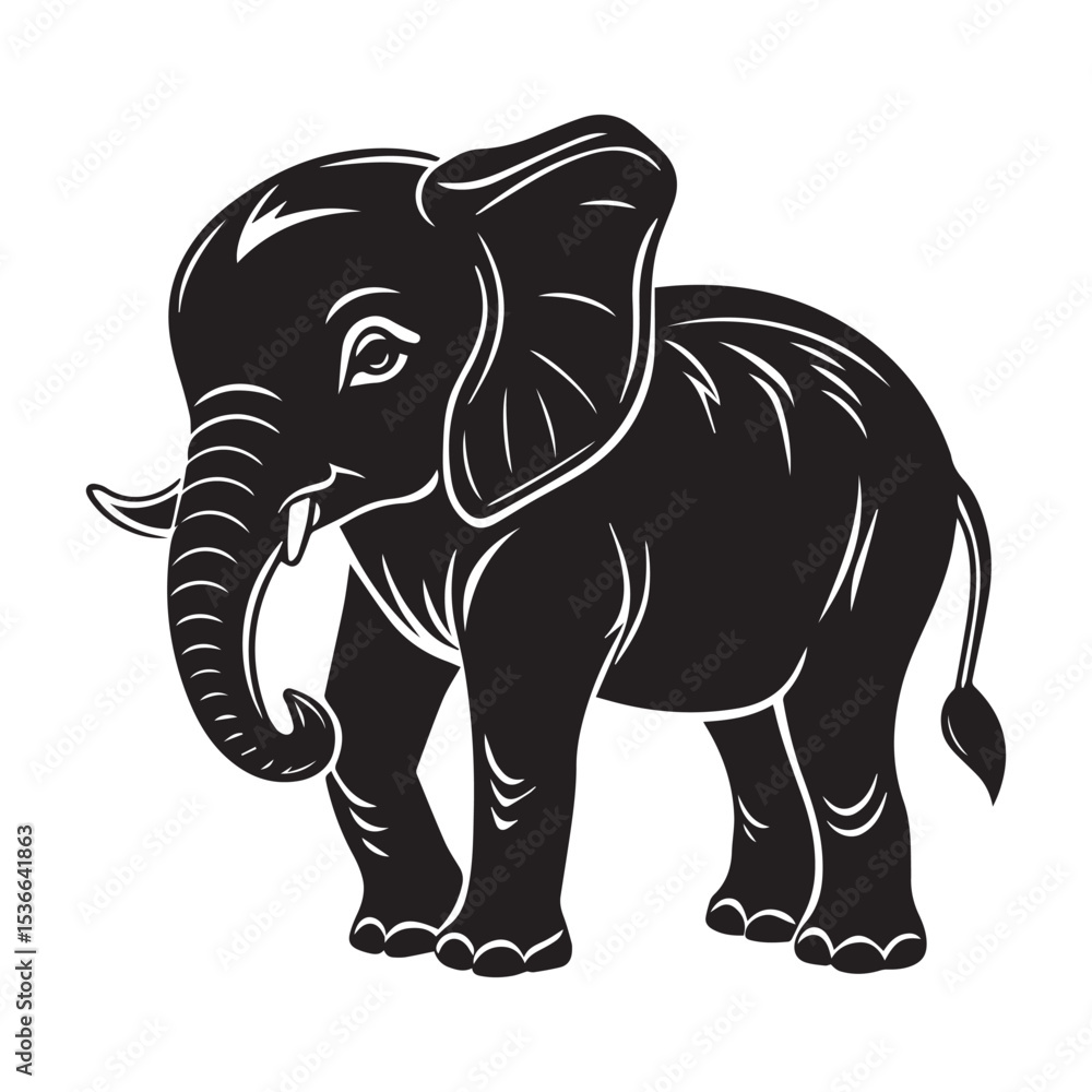 Fototapeta premium Elephant silhouette vector illustration logo sticker