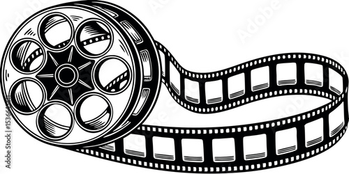 Retro Film Strip Roll Isolated White Background Vector Design