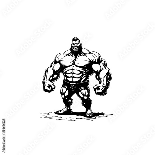 Wallpaper Mural Impressive cartoon bodybuilder illustration showcasing extreme muscular physique Torontodigital.ca