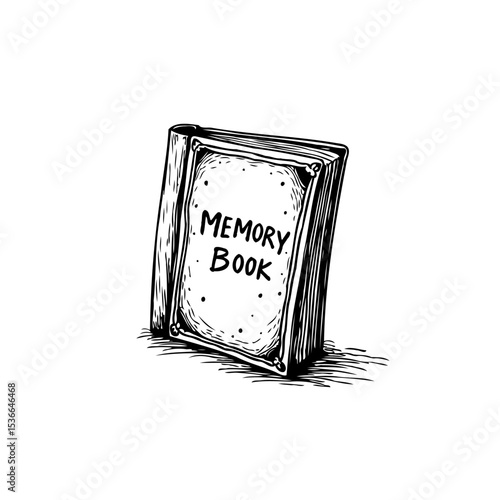 Vintage Memory Book Sketch: Artistic Representation of Cherished Memories and Reflection