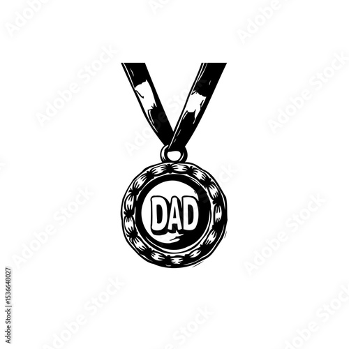Father's Day Celebration: Hand-Drawn Medal for the Best Dad, a Loving Gift