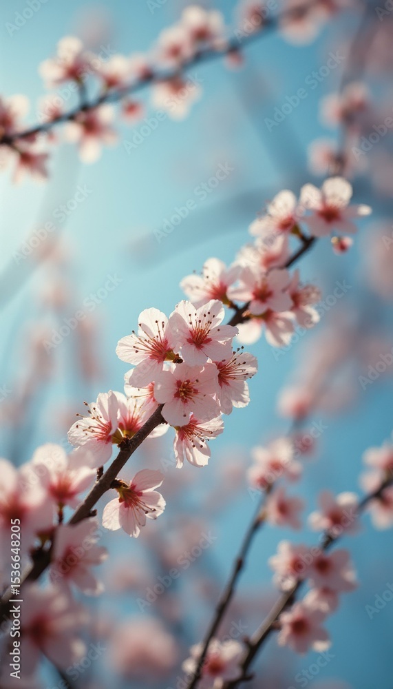 Serene cherry blossom tree in sunny outdoor setting Serene cherry blossom tree in sunny outdoor setting